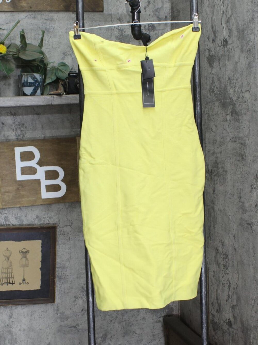 Bcbgmaxazria Yellow Azria Strappy Bodycon Dress Lhl6188611 Limelight Sz L